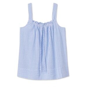 LAKE Alice Pajama Sleep Top Blue Seersucker Stripe Pima Cotton Boxy Loose Tank M